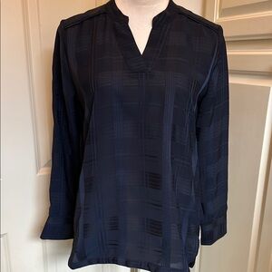 Banana Republic Blue Long Sleeve Mandarin Collar Blouse